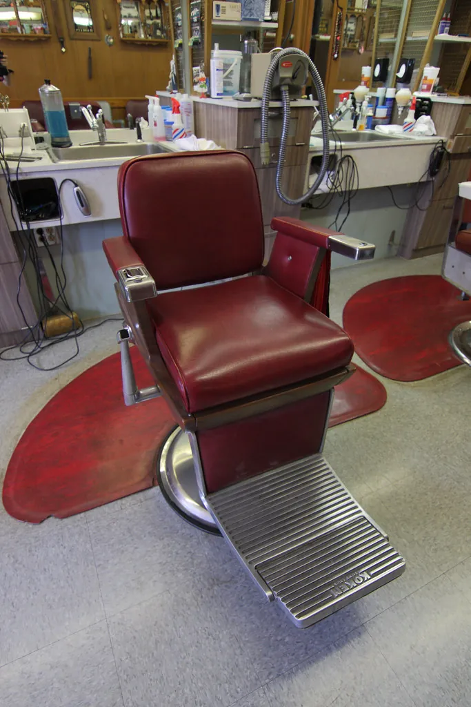 Detalle de un sillón de barbería